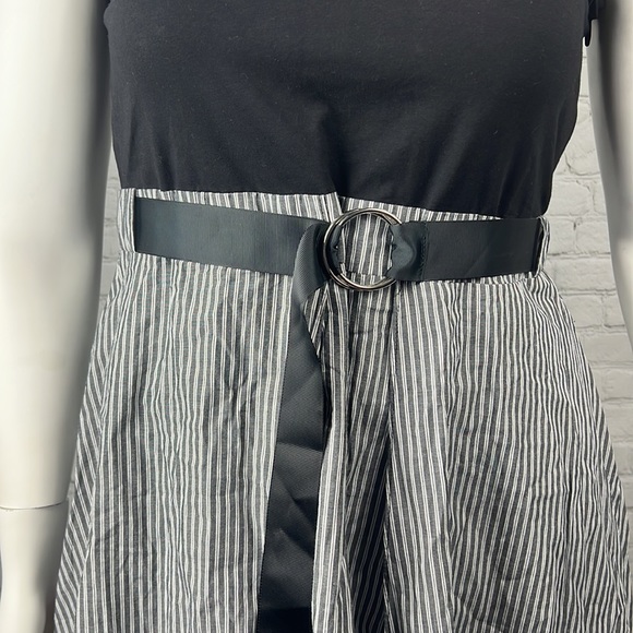 City Chic Black With Gray & White Stripe Dress (Dress Shirt Play) Plus Size 14 - Picture 6 of 8